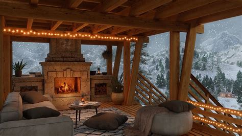 Cozy Winter Ambience With Crackling Fire And Blizzard Sounds For ...