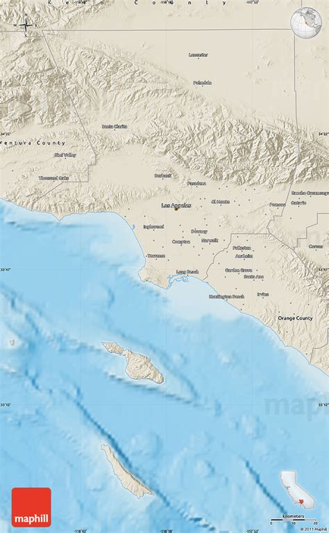 Shaded Relief Map of Los Angeles County