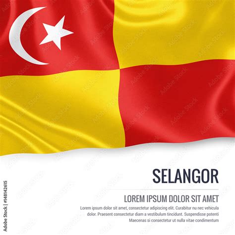 Selangor flag. Flag of Malaysian state Selangor waving on an isolated ...