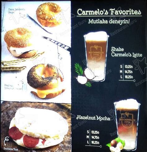 Menu at Big carmelo’s, Istanbul, Mühürdar Cd. No:41