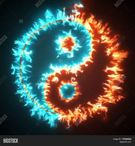 Yin Yang Symbol Red Blue Fire. Image & Photo | Bigstock