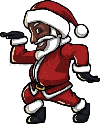 Groovy Black Santa Claus Disco Dancing Cartoon Clipart Vector - FriendlyStock