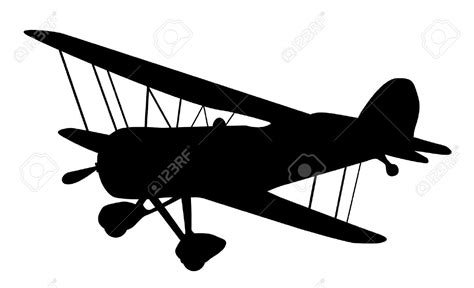 9716441-vintage-biplane-silhouette-balck-and-white-Stock-Vector ...