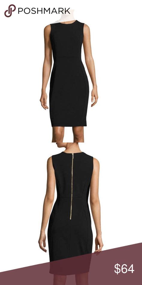 Calvin Klein Sleeveless Sheath Dress Black with Gold exposed zipper. Size- 10 Calvin Klein ...