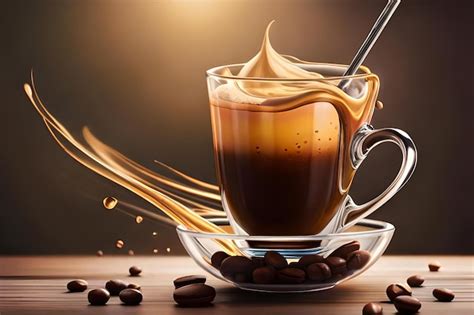 Premium AI Image | A cup of coffee with a splash of liquid on the glass