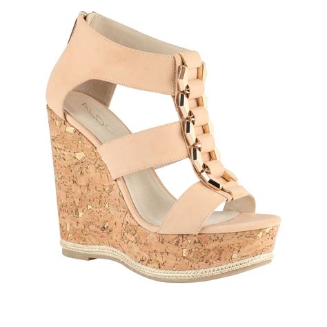 Aldo Briradia Wedge Sandals in Beige (Black) | Lyst