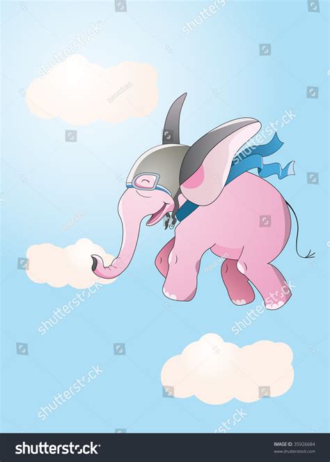 Pink Flying Elephant Stock Vector (Royalty Free) 35926684 | Shutterstock