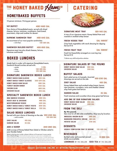 The Honey Baked Ham Company menu in Evansville, Indiana, USA