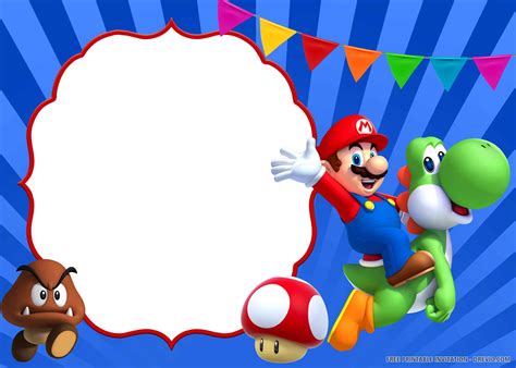 Mario Birthday Party Invitations Templates