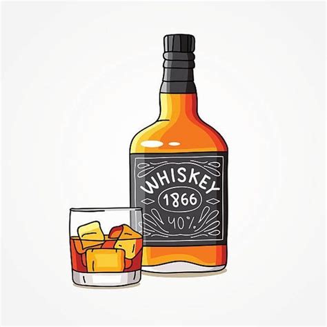 a bottle of whiskey next to a glass with ice cubes on the rim and a label