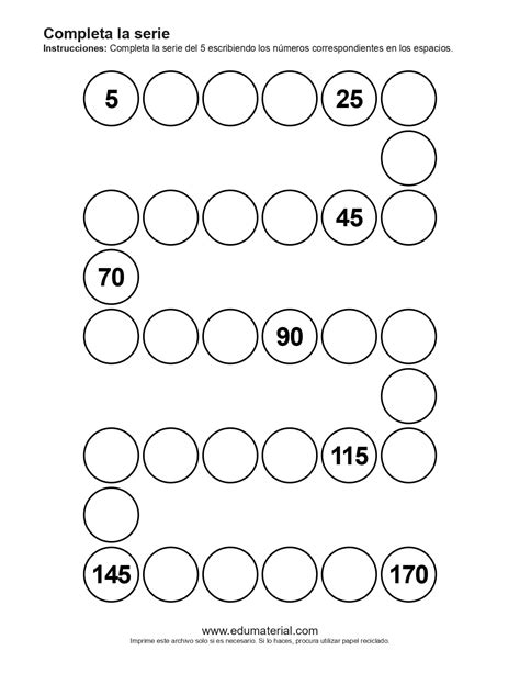 Completa La Serie Del 5 (Set 1) - EduMaterial