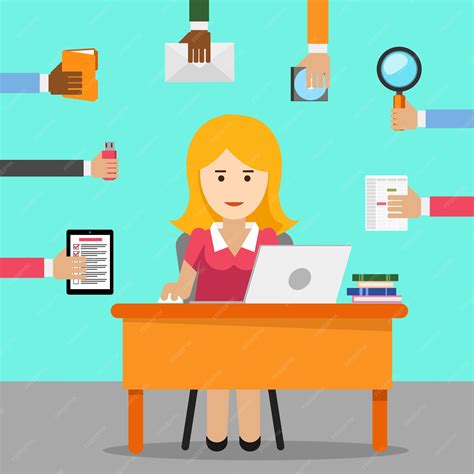 Free Clipart Busy Office Woman