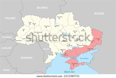 Political Map Ukraine Borders Regions Stock Vector (Royalty Free ...