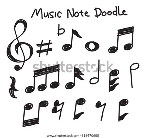 Set Music Note Doodle Stock Vector (Royalty Free) 616470605