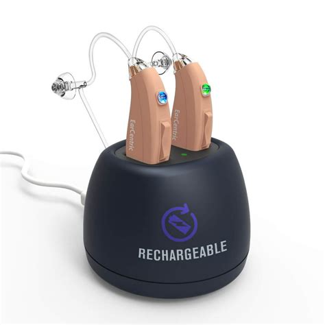 EarCentric EasyCharge Rechargeable Hearing Aid with charing base | FDA approved Behind-the-Ear ...
