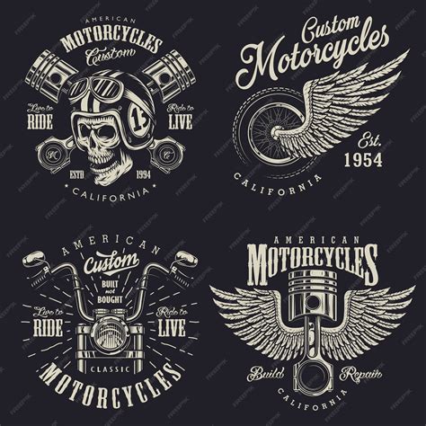 Premium Vector | Set of custom motorcycle emblems