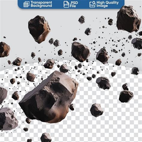 Premium PSD | Falling rock in a meteor shower a sky full of a swarm of asteroids and many flying ...