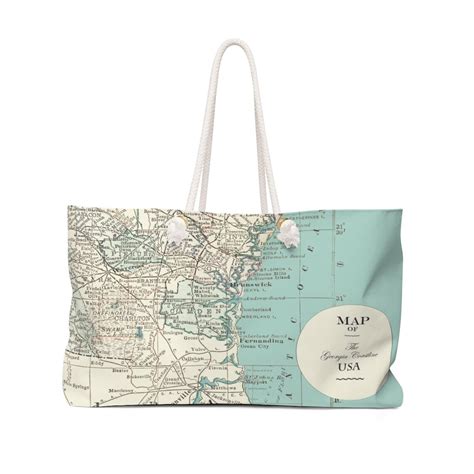 Georgia Coastline Map Weekender Tote Bag Large Roomy Travel - Etsy