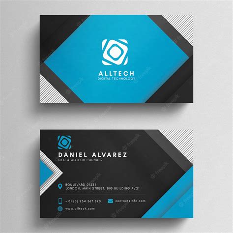 Premium PSD | Blue and black geometric business card mockup