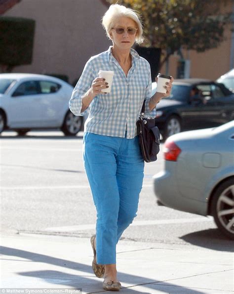 Helen Mirren is the epitome of casual chic in blue checked shirt and ...