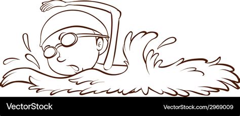 A simple sketch a boy swimming Royalty Free Vector Image