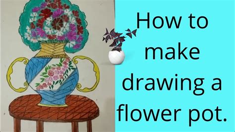 How to make flower pot drawing beautiful flower pot. - YouTube