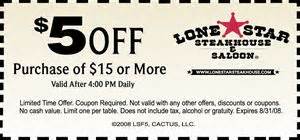 $5 off $15 at Lone Star Steakhouse