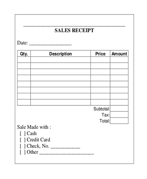 Free Printable Sales Receipts Online - Printable Templates Free