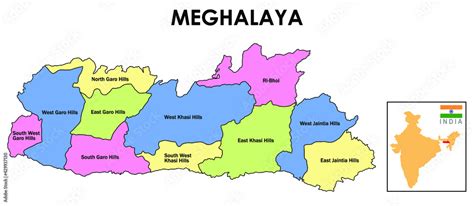 Meghalaya Map. District map of Meghalaya. Meghalaya map with all ...