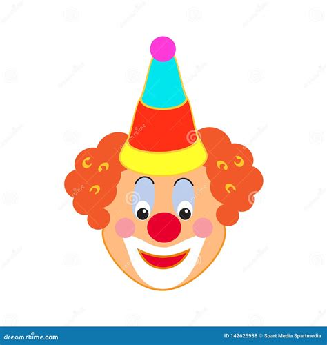 Funny Clown Mask Carnival Birthday Kids Party Clown Cartoon Character Isolated Stock Vector ...