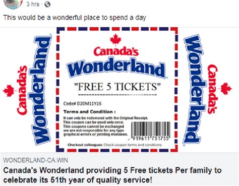 Fraudulent free tickets for Canada’s Wonderland circulating on Facebook ...