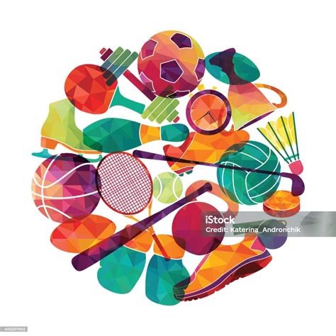 Color Sport Background Football Basketball Hockey Box Golf Tennis Vector Stock Illustration ...