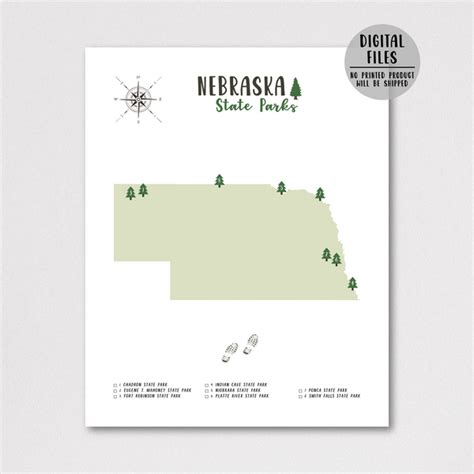 Nebraska State Parks Map | Nebraska Map Print | Gift For Traveler ...