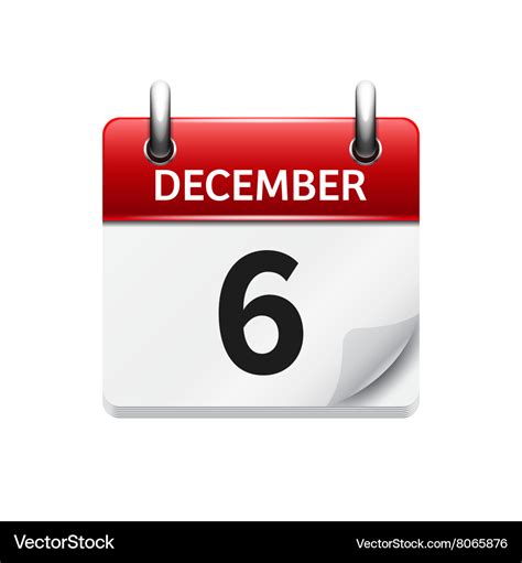 December 6 flat daily calendar icon date Vector Image