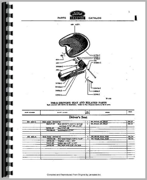 Ford 8N Tractor Parts Manual