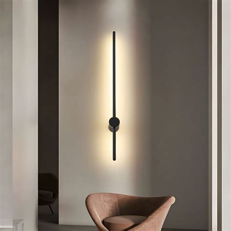 Modern Minimalist Style Linear Wall Sconce Acrylic 1 Light Sconces - 220V-240V Black Third Gear ...