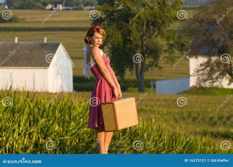 Retro country girl stock image. Image of pinup, hike - 16375121