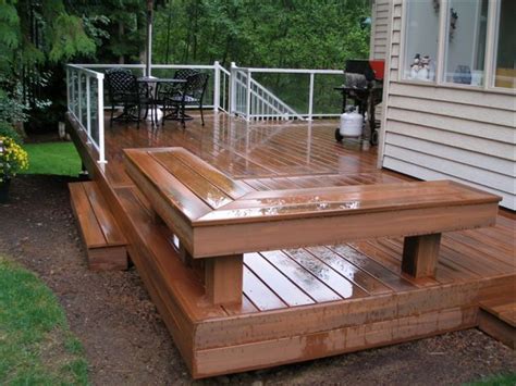 Deck With Built In Bench | outdoors | Deck seating, Deck bench seating, Building a deck