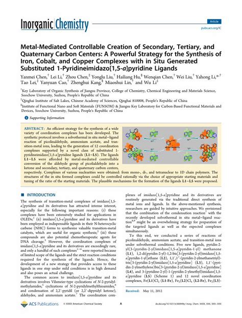 (PDF) Metal-Mediated Controllable Creation of Secondary, Tertiary, and ...