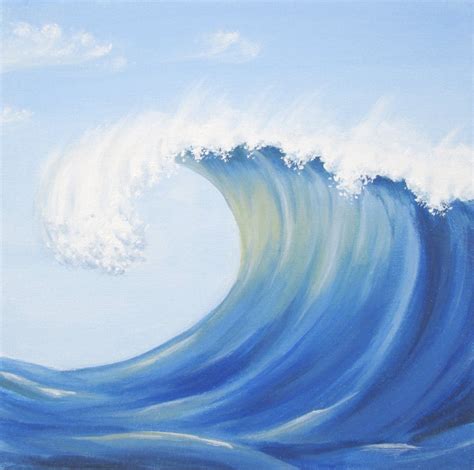 Ocean Wave Painting Original Blue Wave Painting Blue Sea