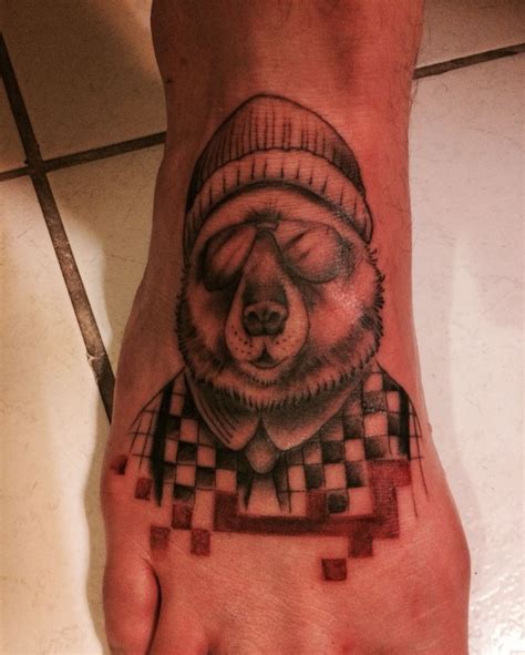 Bear tattoo. Hipster bear. Tattoo design. Foot tattoo | Bear tattoo, Foot tattoo, Tattoos