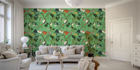 Botanical Vintage Floral Green Wallpaper - Buy Online at Happywall