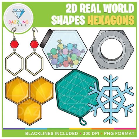 2D Shapes Real Life Objects Clip Art: Hexagons | 2d shapes, Clip art, Hexagon