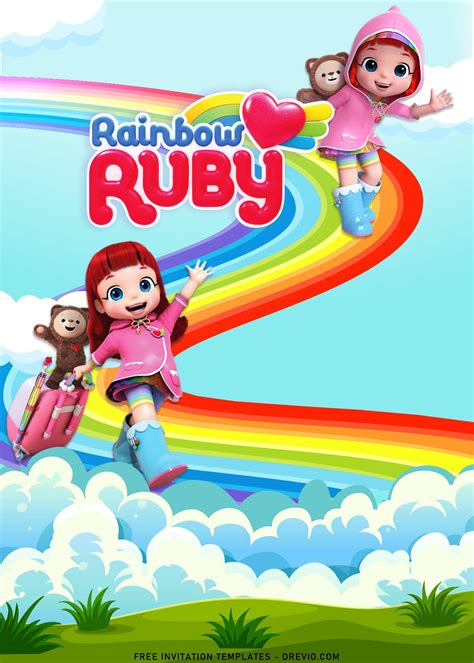 Free 11+ Rainbow Ruby Birthday Invitation Templates For Your Daughter's ...