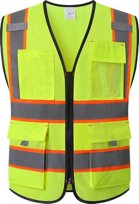 Ekkosafety Reflective Safety Vest for Men Women with 9 Pockets and ...