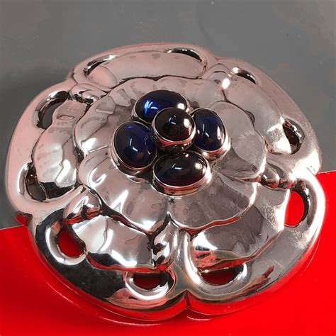 Georg Jensen Vintage Huge Brooch # 59 With Synthetic Sapphire, Design Georg Jensen ...