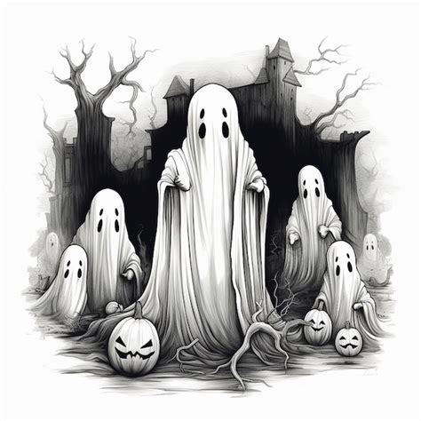 Premium AI Image | Halloween Ghost Drawing for Halloween Crafts