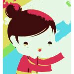 Little girl watching and listening vector illustration | Free SVG