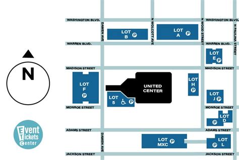 United Center Parking Map | United center, Performing arts center ...