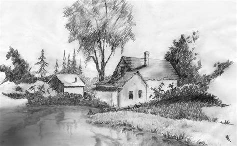 Drawn Scenery Black And White Pencil And In Color Drawn Scenery Pin Drawn Scenery Black And ...